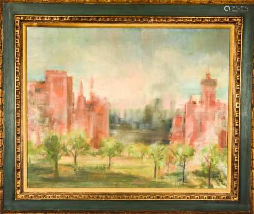 Mid Century Signed Landscape Scene Oil Painting