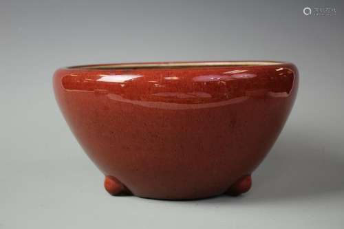 A Red Glazed Censer, Middle Qing Dynasty