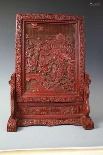 A Big Cinnabar Lacquer Screen, Qing Dynasty