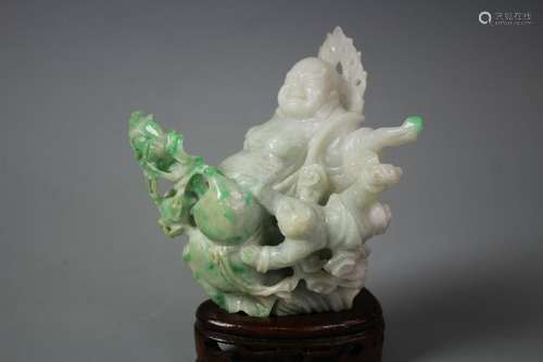 A Jadeite Figure Of Luohan With Base