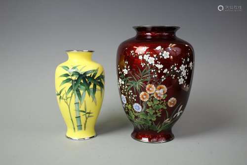 Two Japanese Cloisonne Enamels The Seven Treasures Vase