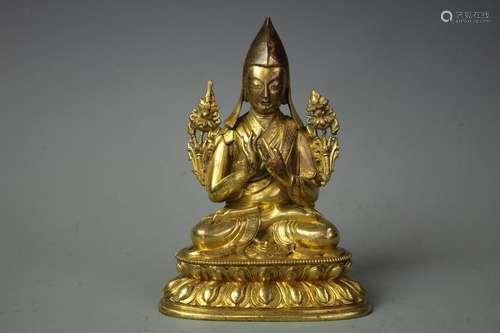 A Gilt Bronze Figure Of Tibetan Buddha, Period Qianlong