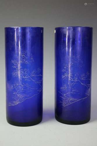 A Pair Of Blue Glazed Hat Stands, Middle Qing Dynasty