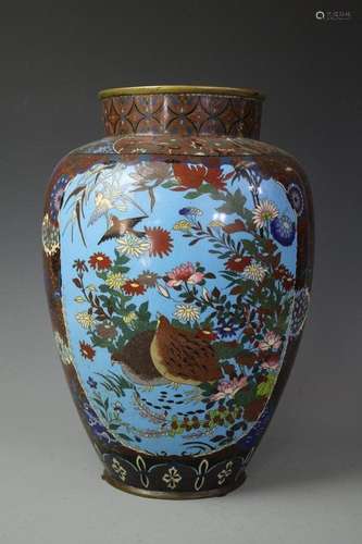 A Brown Ground Enamel Jar, Made In Japan