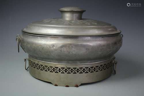 A Four Components Tinned Food Warmer, Late Qing And