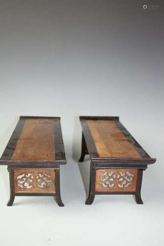 Two Wood Carved Low Desks