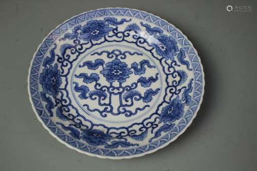 A Blue And White Plate, Qing Dynasty