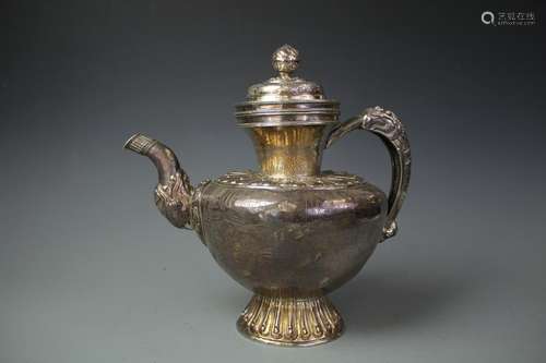 Mongolia Silver Ewer, Qing Dynasty