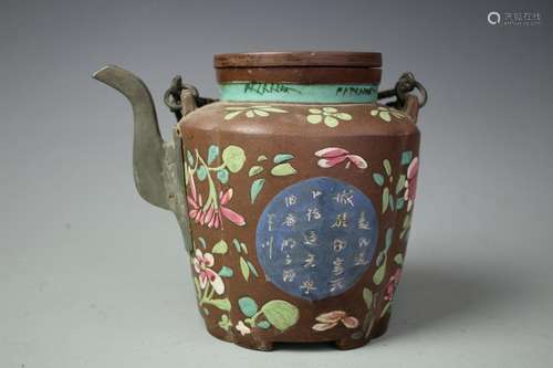 A Yixing Color Painted Clay Tea Pot