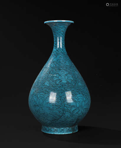 藍釉花卉瓶