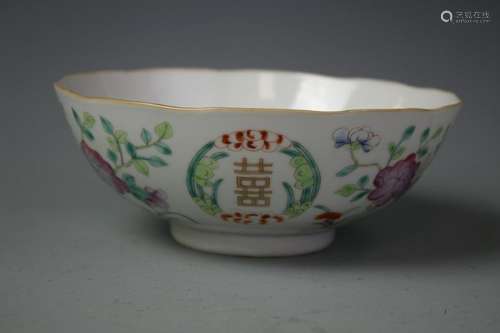 A White Ground Famille Bowl, Late Qing Dynasty