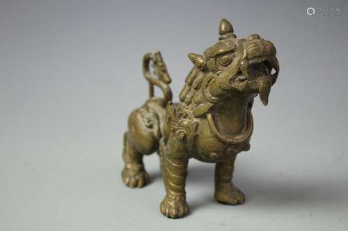 A Thai Copper Carved Figure Of Lion