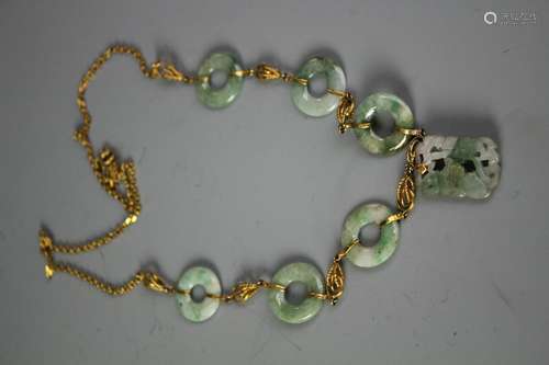 14K Gold And Jadeite Necklace