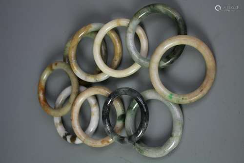 Set Of 10 Jadeite Bracelets