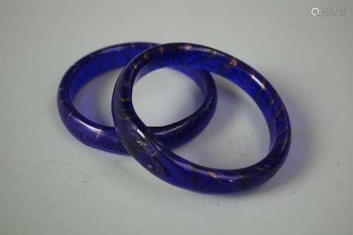 A Pair Of Blue Glazed Bracelets