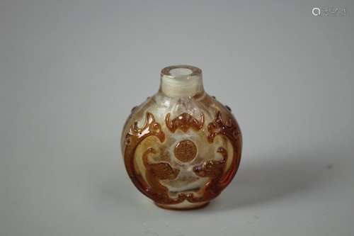 Red And Clear Glazed Snuff Bottle, Qing Dynasty