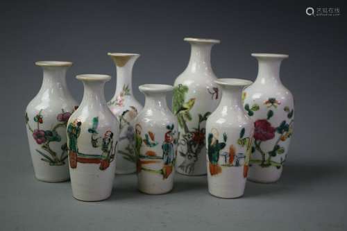 7 pcs famille bottle of Qing Dynasty