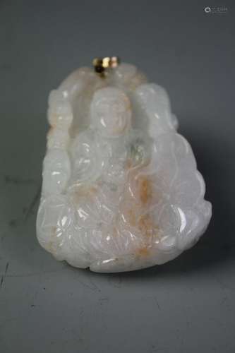 Jadeite Carved Figure Of Guanyin Pendant