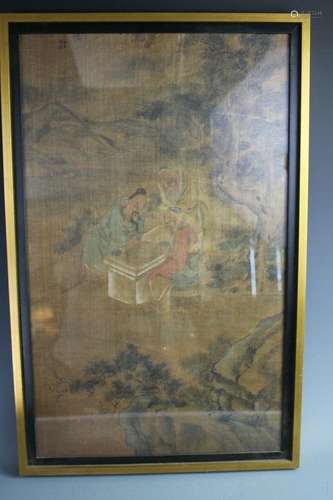 A Silk Embroidered Panel With Frame