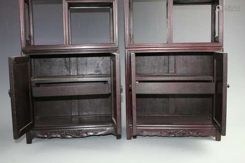 A pair of Archaic Hongmu display cabinet