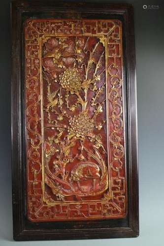 Gilt Splashed Wood Carved Panel