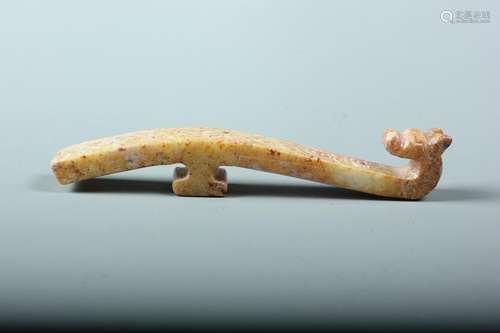 Hetian Jade Carved Dragon Head Hook