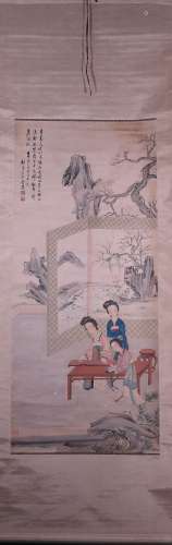 A Chinese Painting Scroll of Figure and Landscape, Yuji Mark