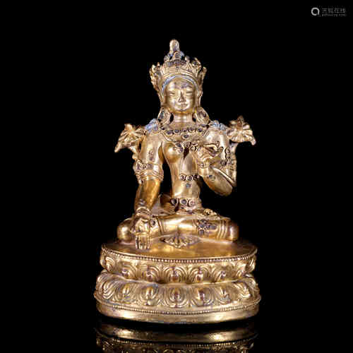 A Chinese Gilt Bronze Buddha Statue of White Tara