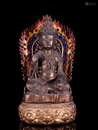 A Chinese Cloisonne Statue of Guanyin Bodhisattva