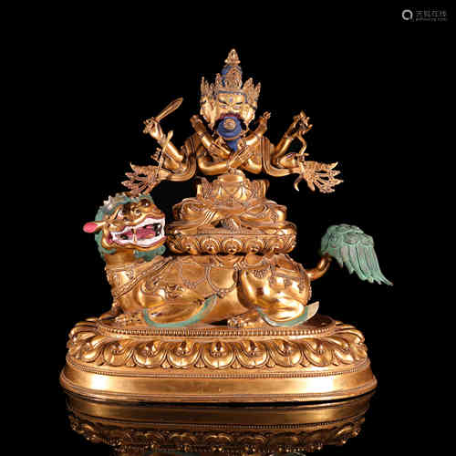 The Chinese Bronze Statue of Manjushri Bodhisattva