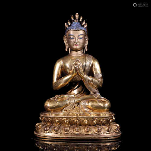 A Chinese Gilt Bronze Buddha Statue of Nagarjuna Bodhisattava