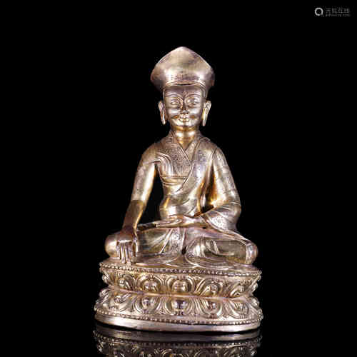 A Chinese Gilt Bronze Statue of Guru Buddha