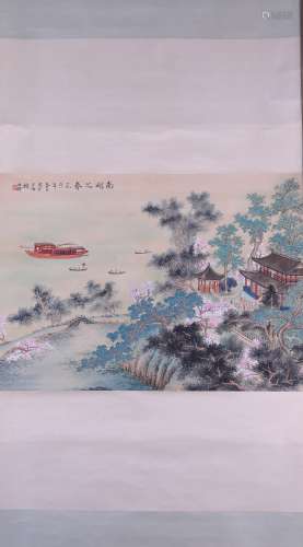 A Chinese Painting of the Spring of Nanhu, Xie Zhiliu Mark