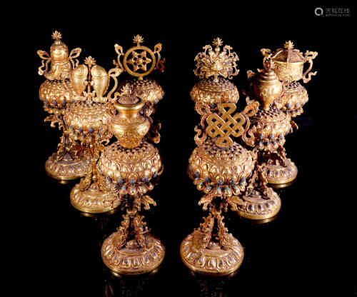 A Set of Chinese Bronze Buddhist Eight Treasures