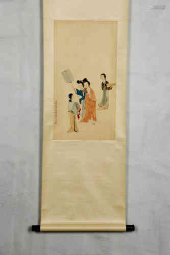 A Chinese Figure Painting, Lu Xiaoman Mark