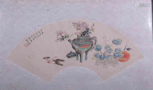 A Chinese Painting Fan, Sun Xiaoyu Mark