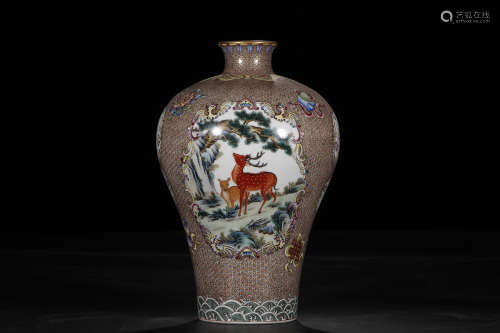 A Chinese Famille Rose Porcelain Meiping Vase.