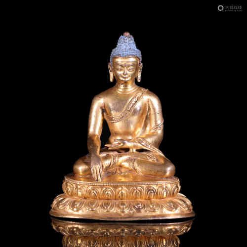 A Chinese Gilt Bronze Buddha Statue of Shakyamuni