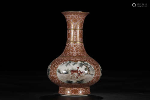 The Chinese Famille Rose Gilt Porcelain Vase