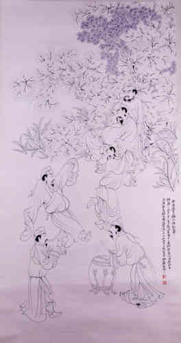 A Chinese Figural Painting, Zhang Daqian Mark