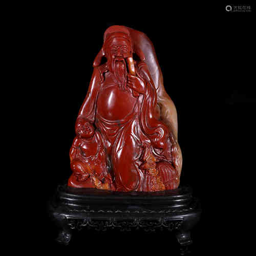 A Chinese Soapstone Fortune God Ornament