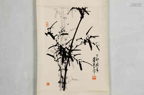 A Chinese Painting of Ink Bamboo, Dong Shouping Mark