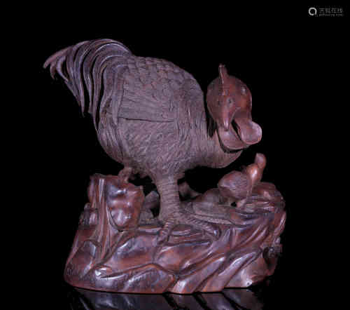 A Chinese Carved Bamboo Rooster
