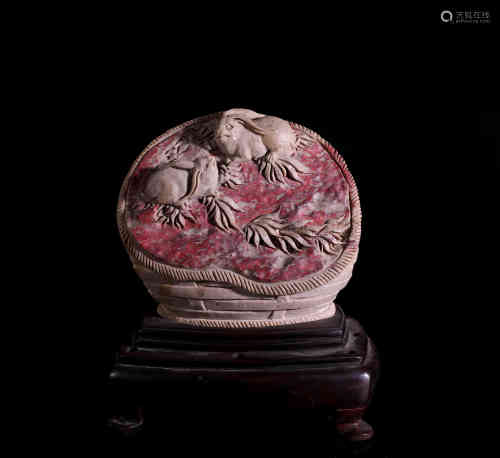 A Chinese Bloodstone Carving