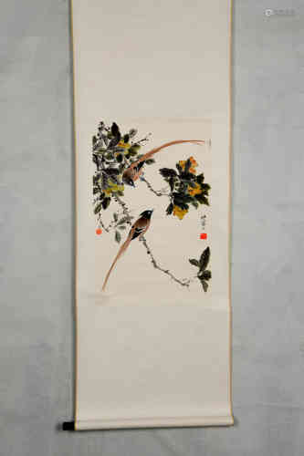 A Chinese Bird-and-flower Painting, Jiang Hanting Mark