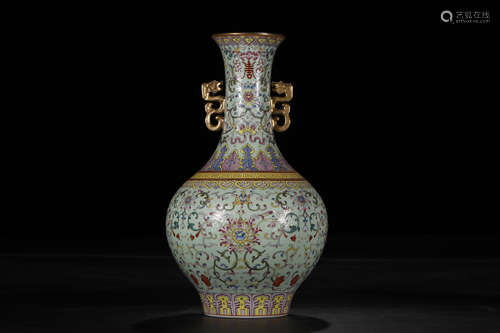 A Chinese Famille Rose Porcelain Vase .