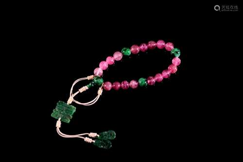 A Chinese Tourmaline Beads Bracelet.
