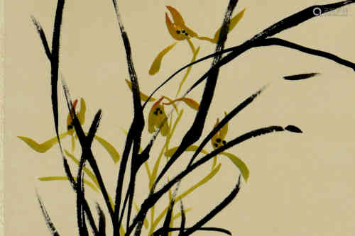 A Chinese Painting of Orchids, Rao Zongyi Mark