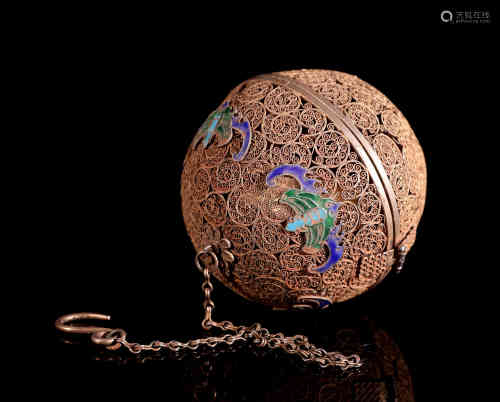 A Chinese Silver Incense Ball