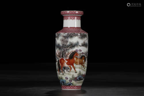 A Chinese Famille Rose Porcelain  with Horses Decoration.